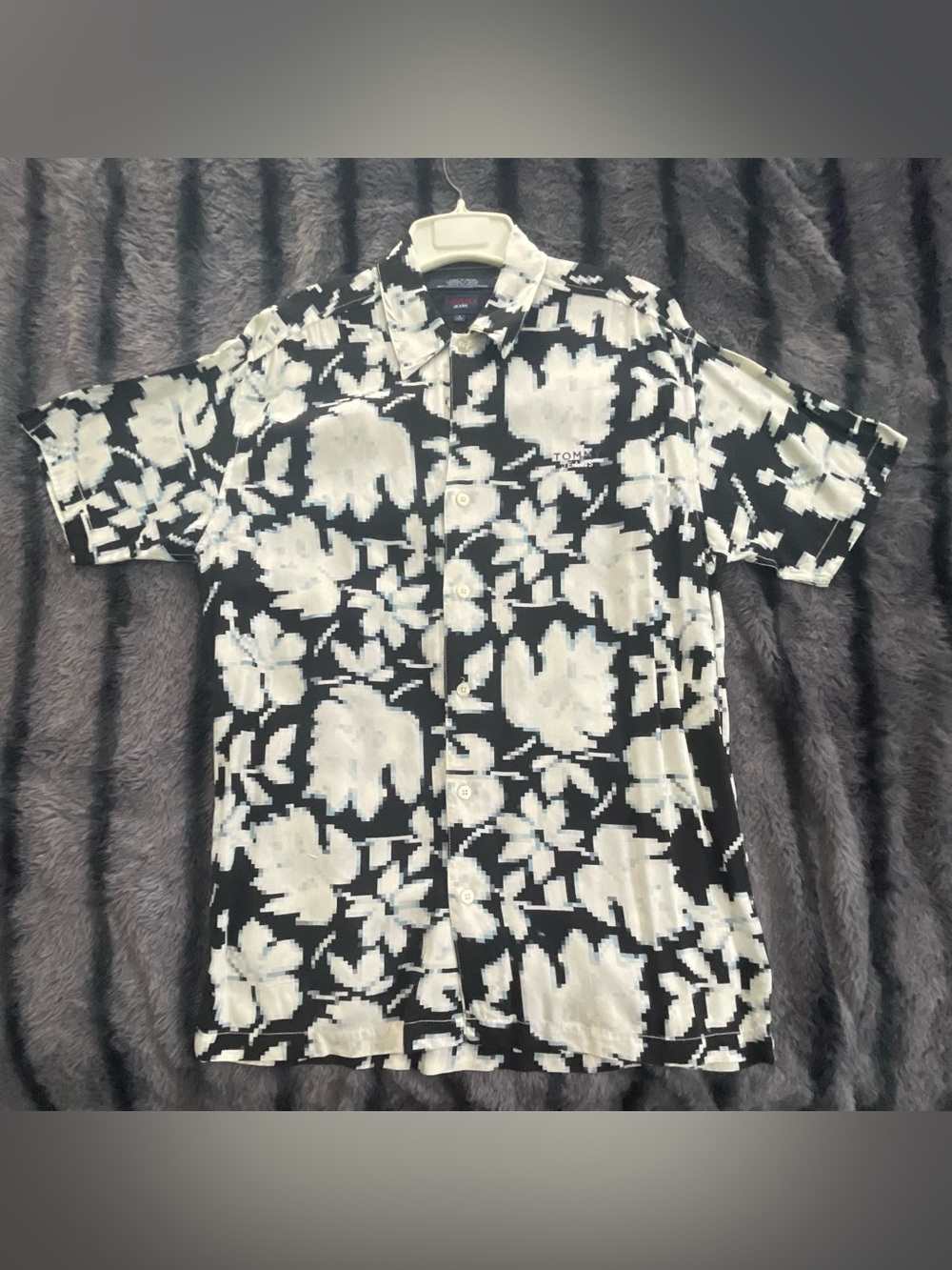 Tommy Hilfiger Black and White Floral Button-Down Shirt